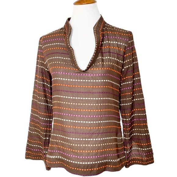 Tory Burch Tops - SOLD-Tory Burch Embroidered Pullover V Neck Boho Tunic